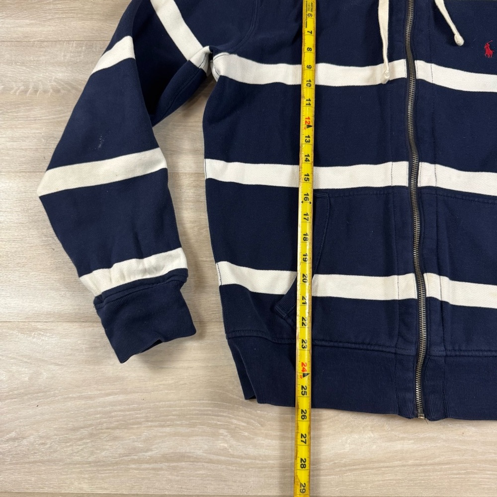 Polo Ralph Lauren Full Zip Hoodie Pony Logo Heavyweight Striped Blue Men’s Large - Picture 5 of 6